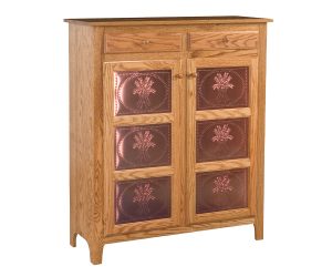 Classic Copper 3 Panel 2 Drawer Pie Safe