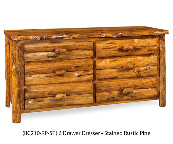 6 Drawer Dresser with Mirror - Rustic Pine - Image 2
