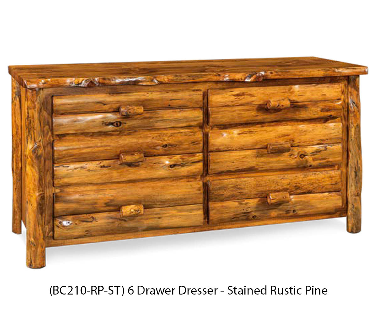 6 Drawer Dresser with Mirror - Rustic Pine - Image 2