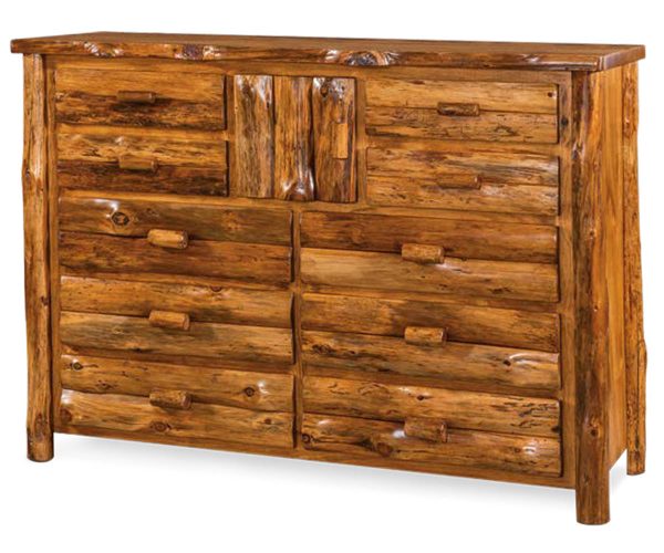 10 Drawer 1 Door Dresser with Mirror - Rustic Pine - Image 3